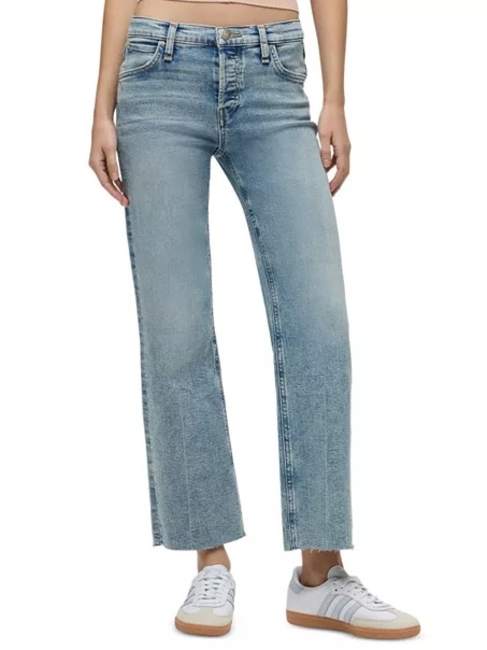 Hudson Jeans Light Wash Rosie High-Rise Wide Leg Cropped Leg Jeans